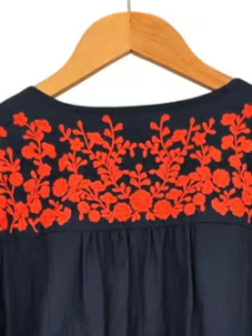J. Crew Dark Blue Dress with Bright Orange Highlights